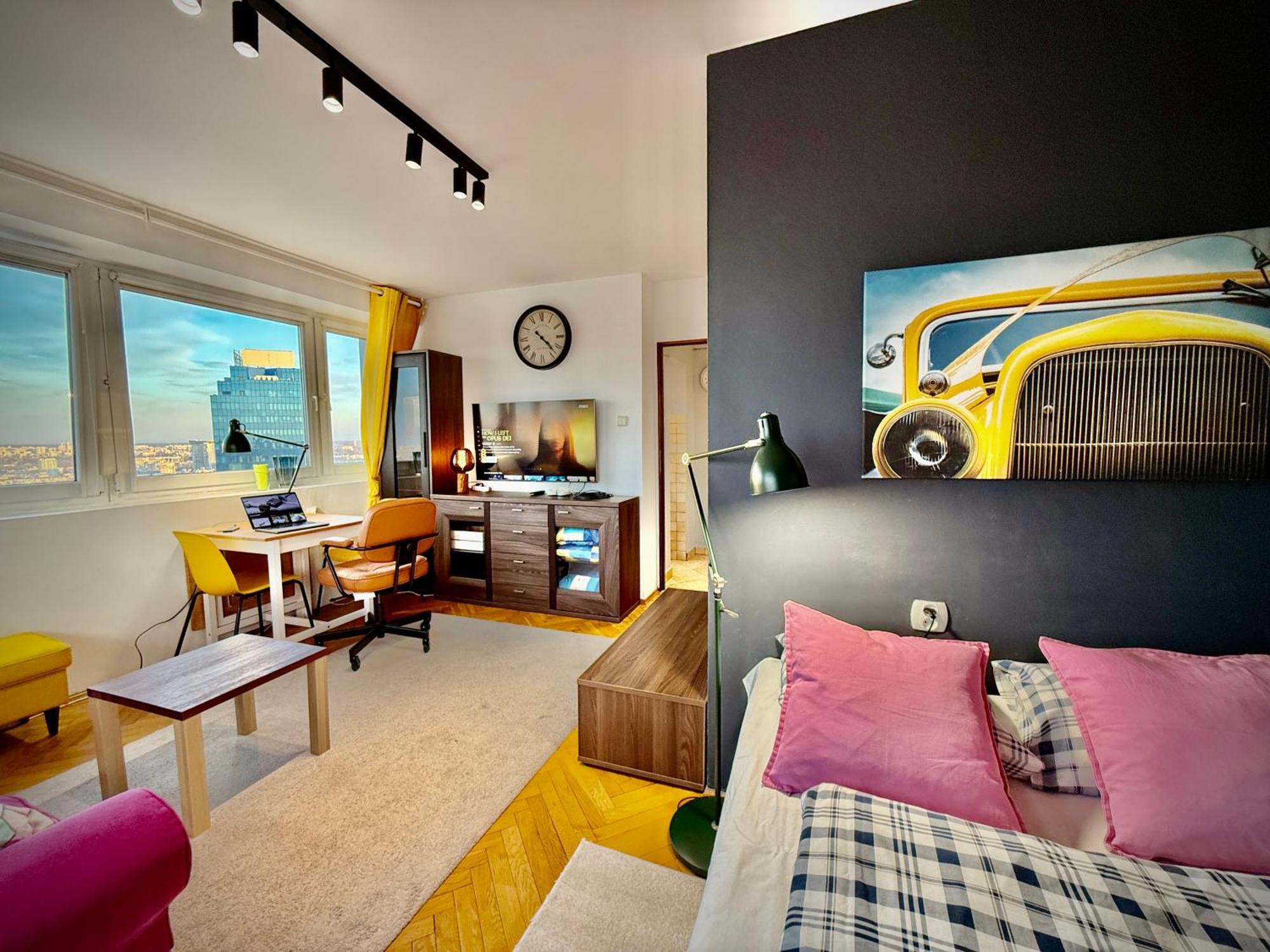 Super Apartment Yellow 2X Metro Fast Wifi 1 Gbs Netflix Panorama Miasta Warsaw Exterior photo