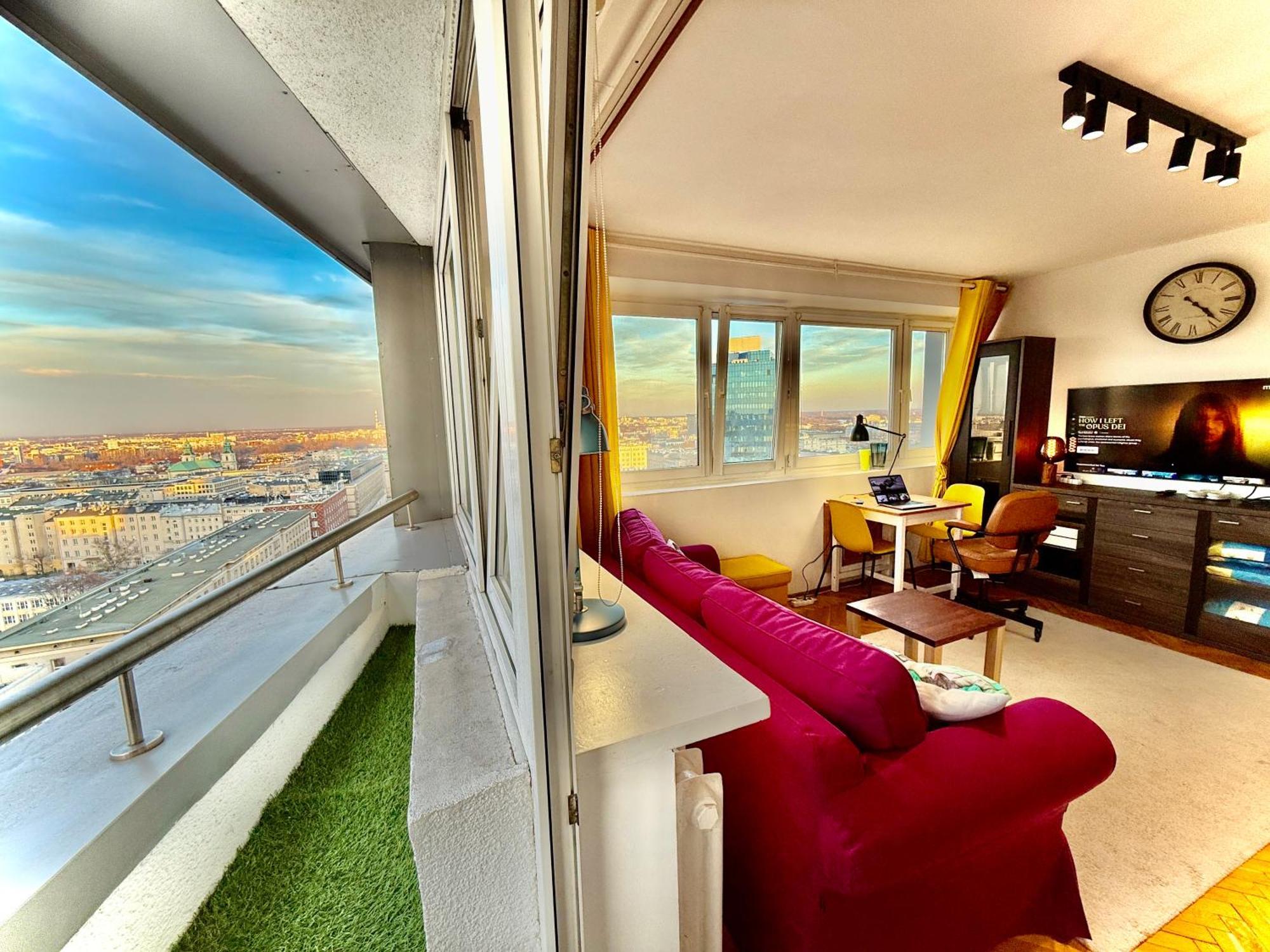 Super Apartment Yellow 2X Metro Fast Wifi 1 Gbs Netflix Panorama Miasta Warsaw Exterior photo